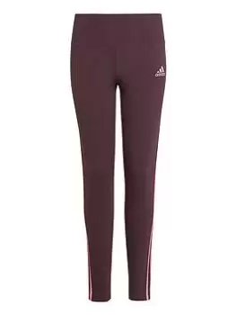 image of adidas Future Icons Kids Girls 3 Stripe Leggings - Dark Brown, Size 5-6 Years