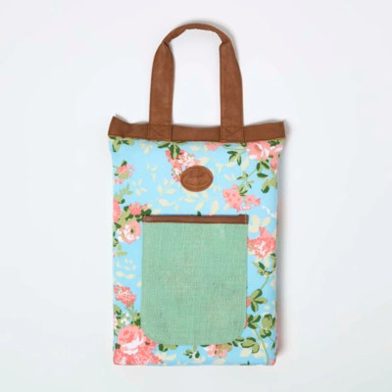Image of Homescapes Kneeling Pad Cushion for Gardening, Rose Print Blue unisex