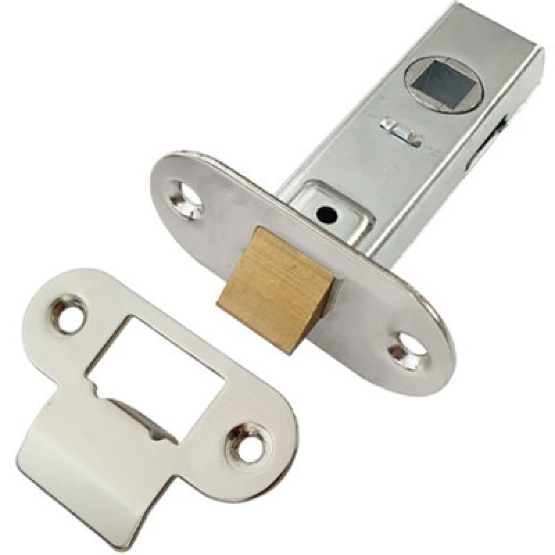 Image of Loops 64mm Contract Standard Tubular Latch Rounded Strike/Forend Nickel Plated Metallics