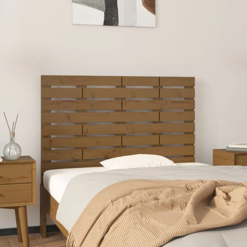 Image of Vidaxl Wall Headboard Honey Brown 81X3X63cm Solid Wood Pine, Brown 824746