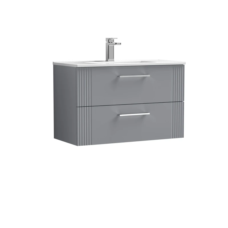 Image of Balterley 2 Drawer Wall Hung Vanity Unit with Minimalist Basin Grey 800mm Grey