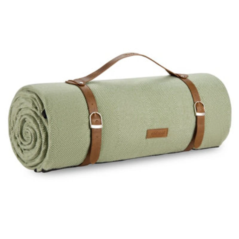 Image of Vonshef Picnic Blanket, Green Herringbone Outdoor Rug With Waterproof Backing, 10 Person Weatherproof Travel Picnic Mat, 200X300Cm