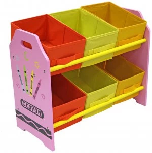 image of Kiddi Style Crayon 6 Bin Storage Pink