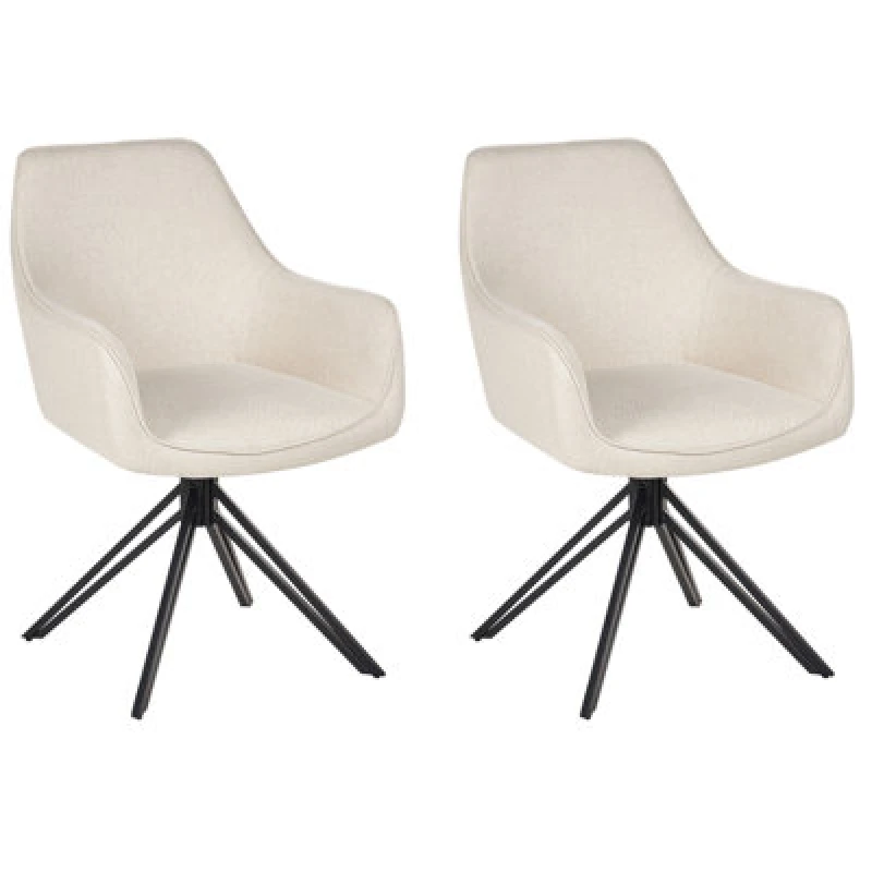 Image of Beliani Set Of 2 Dining Chairs Swivel Jodar Fabric Light Beige