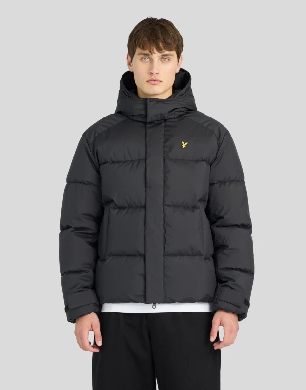 Image of Lyle & Scott Mens Hooded Puffer Jacket Jet Black