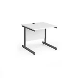 image of Rectangular Straight Desk with White MFC Top and Graphite Frame Cantilever Legs Contract 25 800 x 800 x 725mm