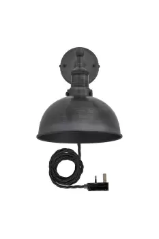 image of Brooklyn Dome Wall Light, 8 Inch, Pewter, Pewter Holder With Plug