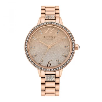 image of Lipsy Rose Gold Bracelet Watch with Graduated Glitter Dial