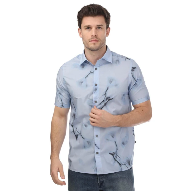 Image of Ted Baker Lousho Large Floral Print Shirt - Blue Blue S