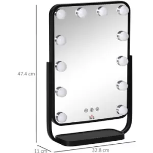 Image of HOMCOM Hollywood Vanity Mirror with Dimmable LED Bulbs, Memory Function Bedroom