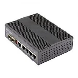 image of StarTech.com Industrial 6 Pt Gigabit Ethernet Switch 5 RJ45 (4 PoE) +2 SF