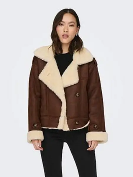 Image of Only Brown / Toasted Coconut Ylva Aviator Bonded Jacket