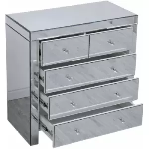 Image of Mirror Storage Cabient 2+3 Drawers Chest Storage Unit Organizer Cupboard Freestanding Sidebard Livingroom Bedroom Furniture,80x40x80cm(WxDxH)