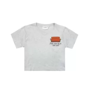 Image of Friends Womens/Ladies Central Perk Sofa Crop T-Shirt (L) (Grey Marl)