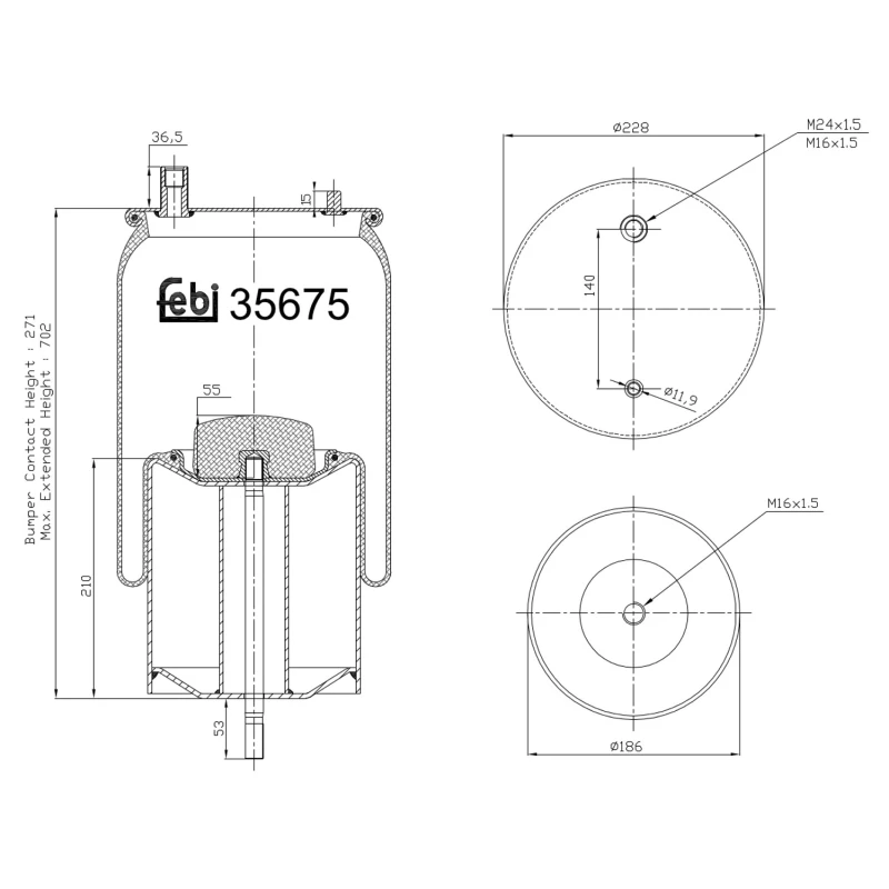 Image of FEBI BILSTEIN 35675 Boot, air suspension Rear Axle Right Boot,air suspension (324)