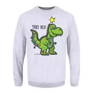 image of Grindstore Mens Tree Rex Christmas Jumper (L) (Grey)