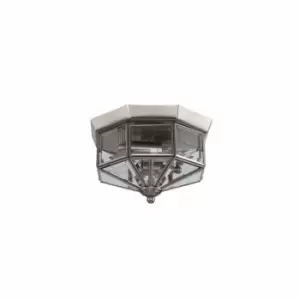 image of Nielsen Fusaro 2 Light Satin Silver Octagonal Flush Mount Light Internal Porch