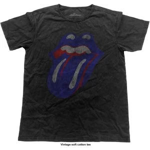 image of The Rolling Stones - Blue & Lonesome Vintage Tongue Unisex Medium T-Shirt - Black