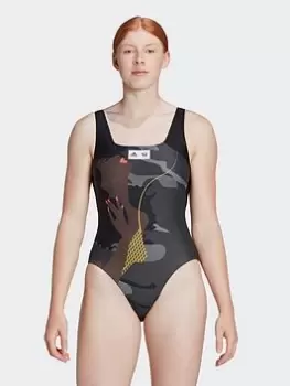 Image of adidas Thebe Magugu Swimsuit, Grey, Size 30, Women