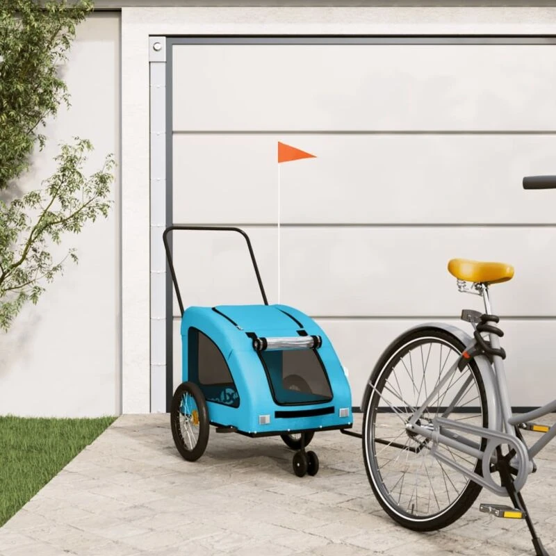 Image of VIDAXL Pet Bike Trailer Blue Oxford Fabric and Iron Vidaxl 8720845770730