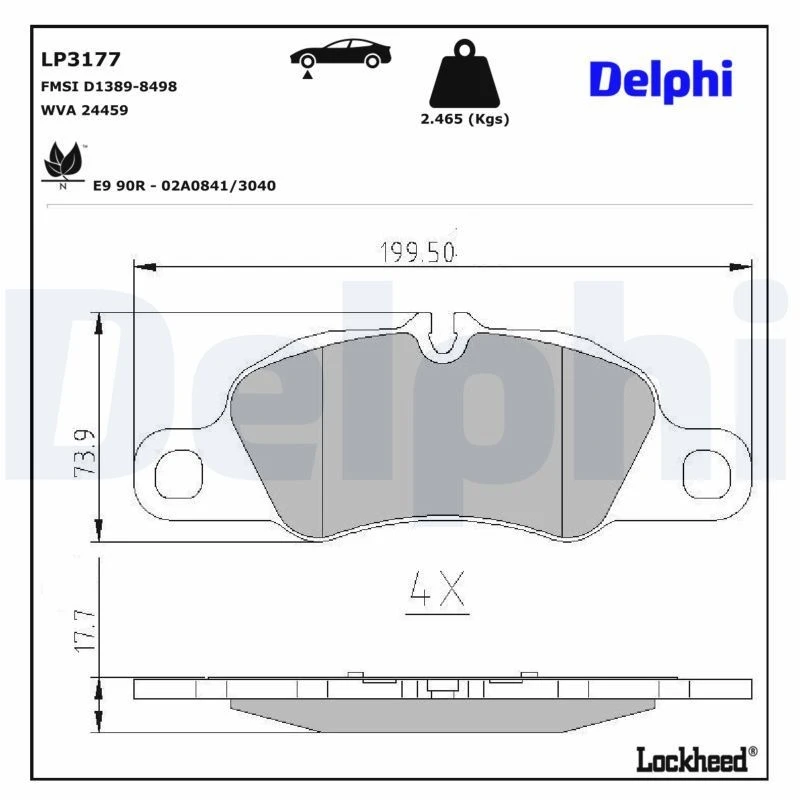 Image of DELPHI Brake pad set DELPHI LP3177