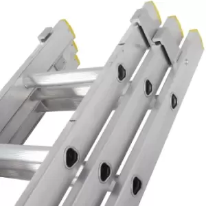 Image of 45 Rung Aluminium TRIPLE Section Extension Ladders & Stabiliser Feet- 4m 9.9m