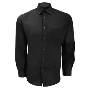 Image of Kustom Kit Mens Long Sleeve Business Shirt (15inch) (Black)