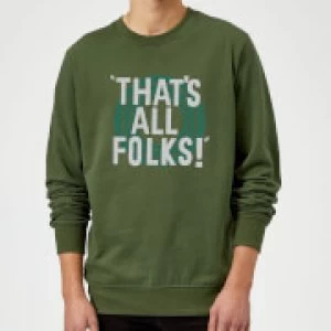 Image of Looney Tunes That's All Folks Sweatshirt - Forest Green - XXL