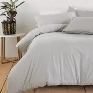 Image of The Linen Yard Linear Grey Stripe 100% Cotton Duvet Cover and Pillowcase Set Grey