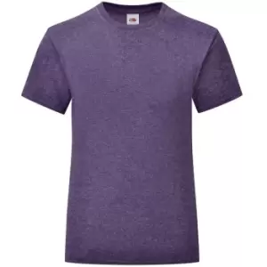 Image of Fruit Of The Loom Girls Iconic T-Shirt (9-11 Years) (Heather Purple)