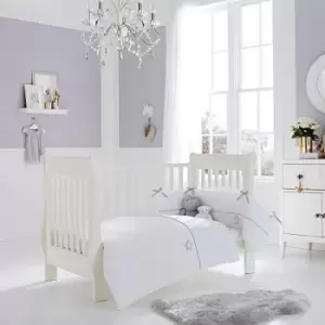 image of Clair De Lune - Silver Lining 2 Piece Cot/Cot Bed Quilt & Bumper Bedding Set, White