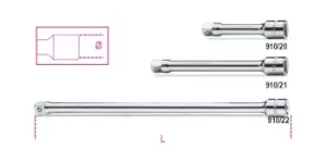 image of Beta Tools 910/20 3/8" Square Drive Extension Bar 75mm 009100820