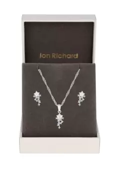 image of Rhodium Plated Cubic Zirconia Star Set - Gift Boxed