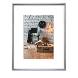 Image of Hama Sevilla Picture Frame 20 x 28cm with Mat 13 x 18 cm, Glass, Plastic Frame, ready to hang Silver