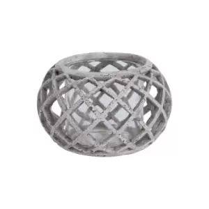 Image of Round Ceramic Lattice Hurricane Lantern