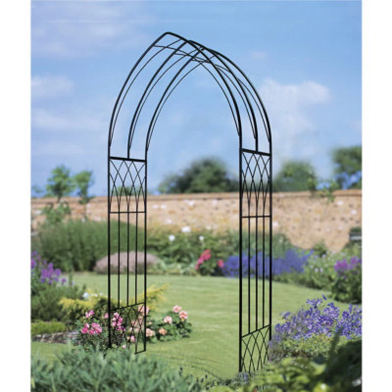 Image of Burbage Iron Craft Abbi Modern Metal Rose Arch Arbour 1100mm Wide X 2286mm High Ara43