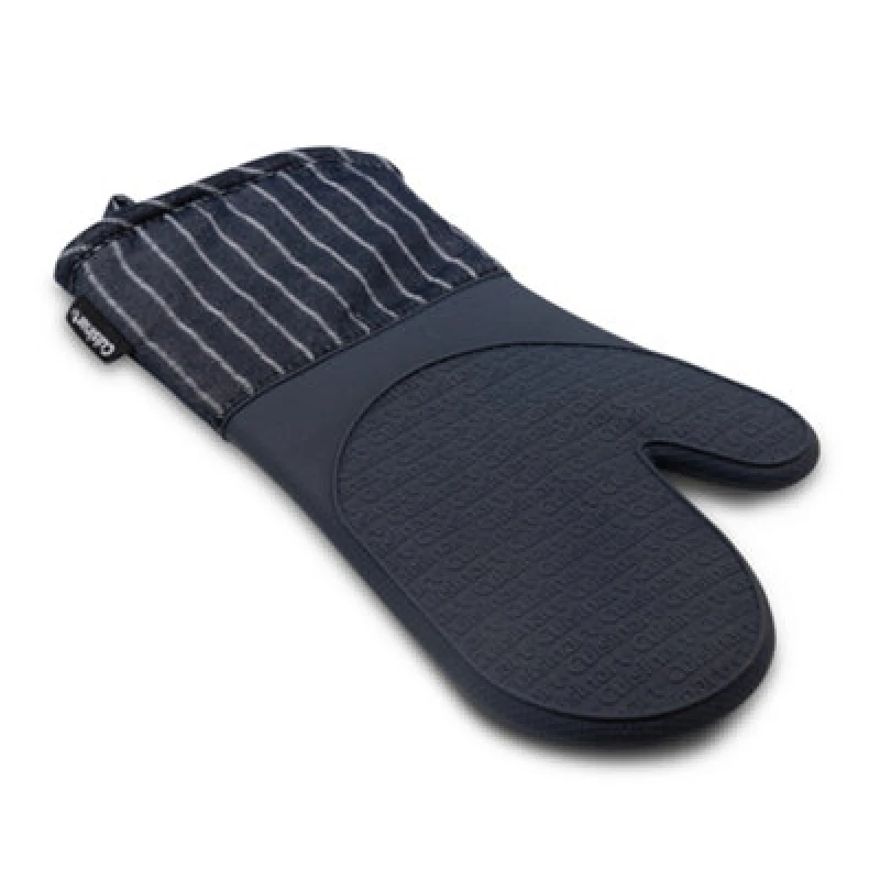 Image of Cuisinart Denim Pin Stripe Print Insulated Long Cuffs Silicone Oven Mitt Blue