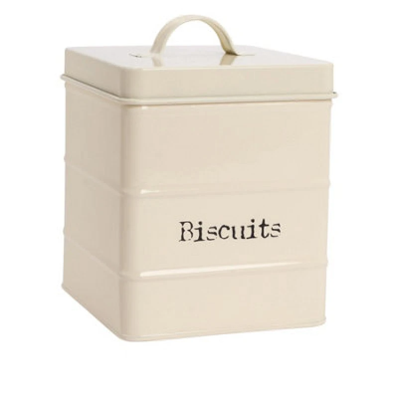 Image of Harbour Housewares Kitchen Biscuit Tin - Cream - Vintage Metal Cookie Jar Canister Caddy