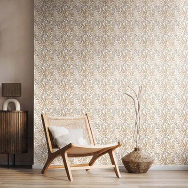 Image of Hoopla Walls Verdant Leaves - Parchment 10M Wallpaper