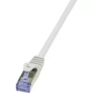 image of LogiLink CQ3032S RJ45 Network cable, patch cable CAT 6A S/FTP 1m Grey Flame-retardant, incl. detent