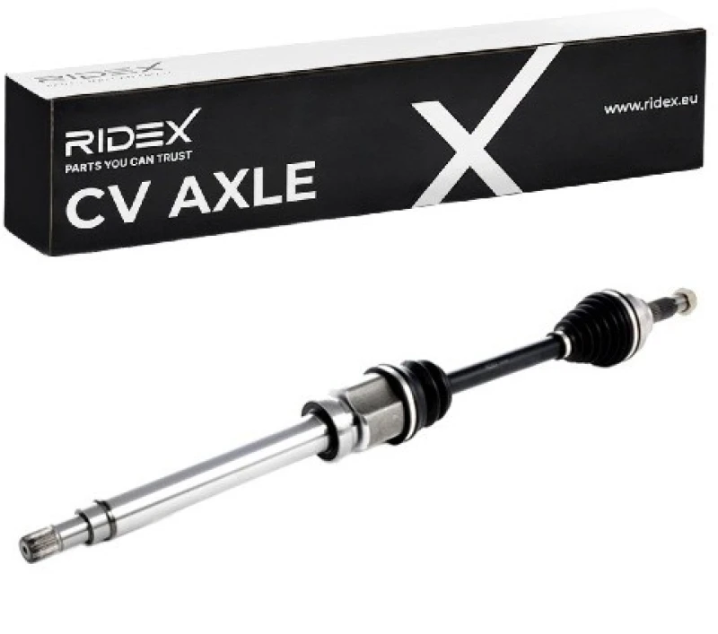 Image of RIDEX 13D0098 Drive shaft Front Axle Right, with bearing(s) Drive Shaft (13)