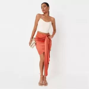 Missguided Satin Drape Front Mini Skirt - Orange