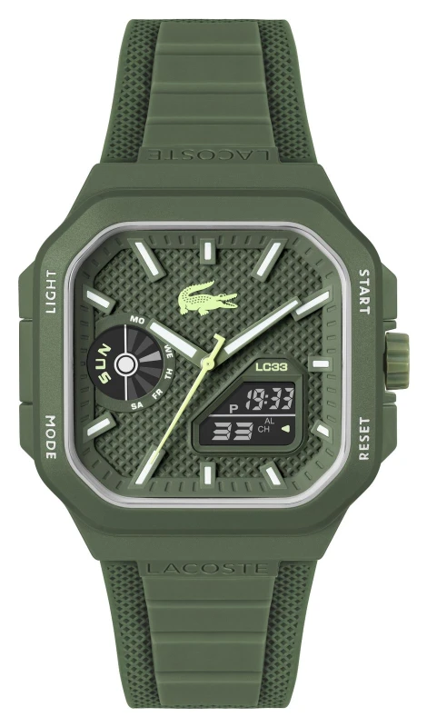Image of Lacoste 2011505 LC33 Square Multi-function (35mm) Green Dial Watch