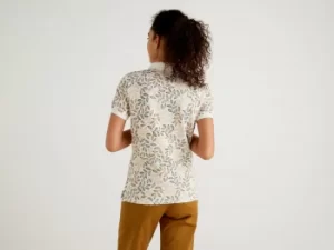 Image of Benetton, Printed Polo In Stretch Cotton, taglia M, Multi-color, Women