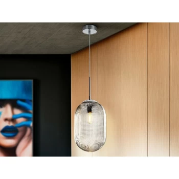 Image of Schuller Lighting - Schuller Tensai Pendant Light with Clear Pattern Engraved Glass