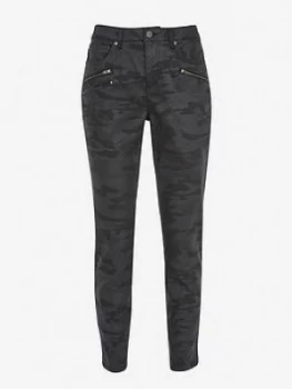 Image of Mint Velvet Denver Coated Camo Jeans - Black, Size 12, Women