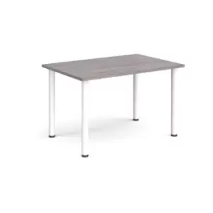 image of Rectangular white radial leg meeting table 1200mm x 800mm - grey oak