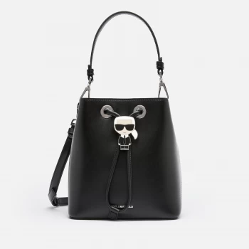 image of KARL LAGERFELD Womens K/Ikonik Bucket Bag - Black