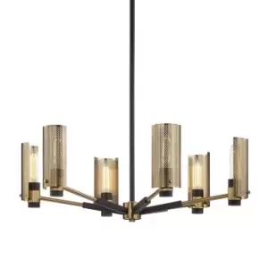 Pilsen 6 Light Chandelier Black, Brass, Steel