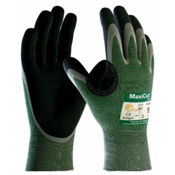 image of Cut Resistant Gloves, NBR Coated, Green/Black, Size 10 - ATG